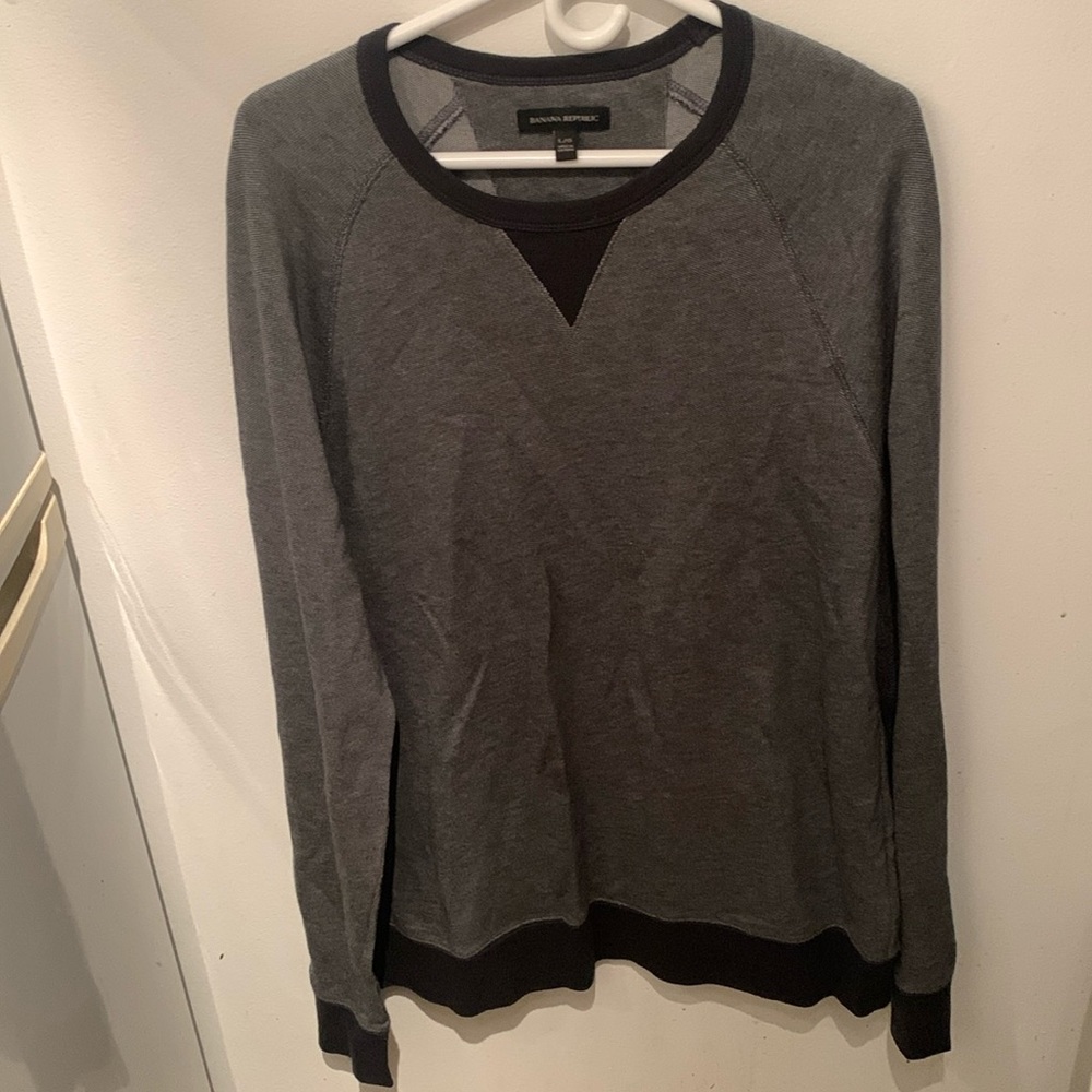 Stunning Banana Republic Salt and Pepper 100% Cotton Crewneck Sweater SZ Large